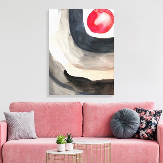 Zonnegrijze en zwarte abstracte moderne kunst canvas afdruk (Insitu (Woonkamer))