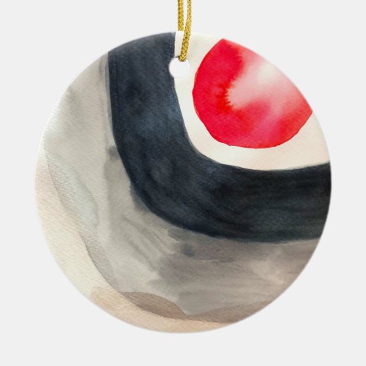 Zonnegrijze en zwarte abstracte moderne kunst keramisch ornament (Voorkant)