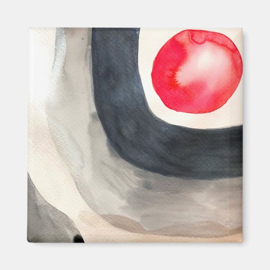 Zonnegrijze en zwarte abstracte moderne kunst magneet (Voorkant)