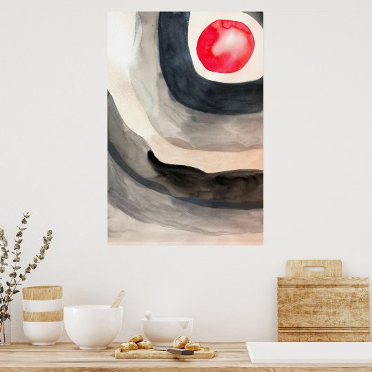 Zonnegrijze en zwarte abstracte moderne kunst poster (Keuken)