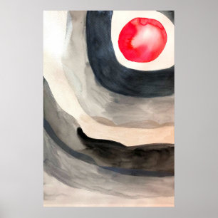 Zonnegrijze en zwarte abstracte moderne kunst poster