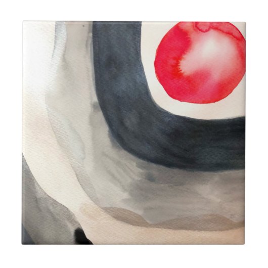 Zonnegrijze en zwarte abstracte moderne kunst tegeltje (Voorkant)