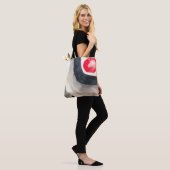 Zonnegrijze en zwarte abstracte moderne kunst tote bag (Op model)