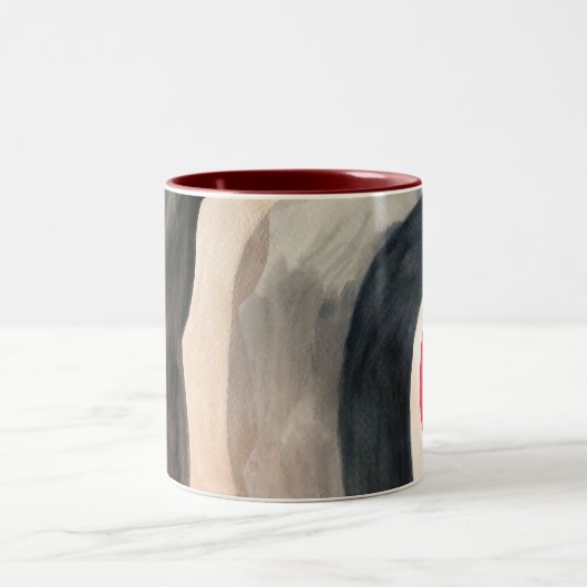 Zonnegrijze en zwarte abstracte moderne kunst tweekleurige koffiemok (Center)