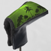 Zonnegroene tropicepenpalmstrand instellen golfheadcover (3/4 voorkant)