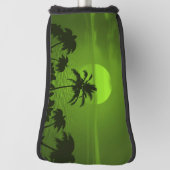 Zonnegroene tropicepenpalmstrand instellen golfheadcover (Draai 90)