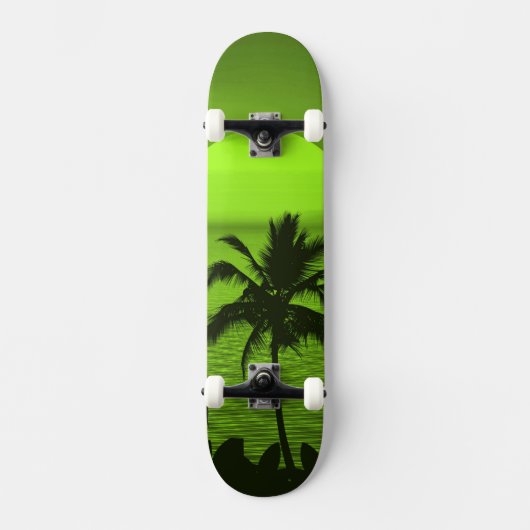 Zonnegroene tropicepenpalmstrand instellen persoonlijk skateboard (Voorkant)