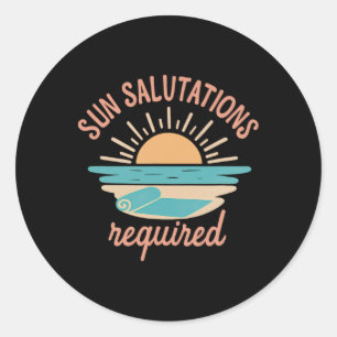 Zonnegroeten Vereist Strand Yoga Zonsopgang Print Ronde Sticker