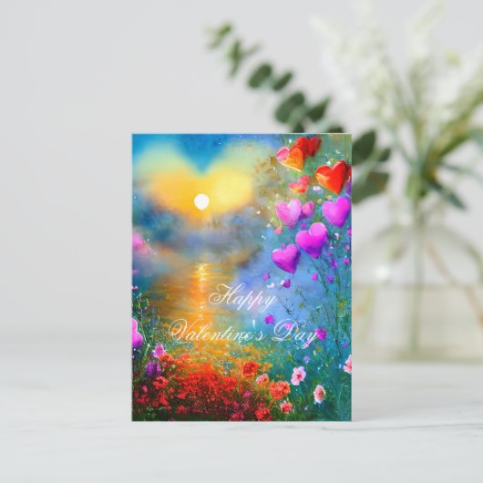 Zonnehart valentijn briefkaart (Staand voorkant)