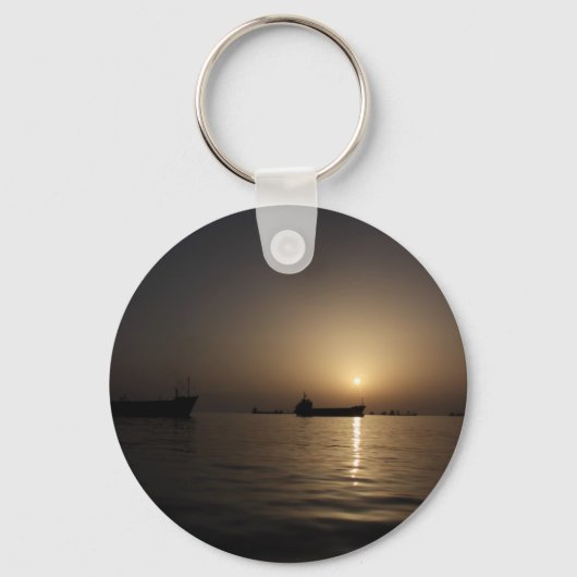 Zonnehaven - Tartus-zeehaven met schepen Sleutelhanger (Voorkant)