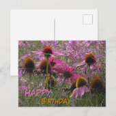 Zonnehoed Bloemen Klant. Tekst Gelukkige Verjaarda Briefkaart (Voorkant / Achterkant)