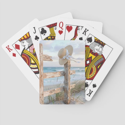 Zonnehoed op een strandhek pokerkaarten (Achterkant)