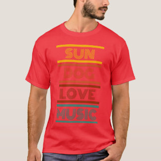 Zonnehond houdt van muziek retro jongen t-shirt