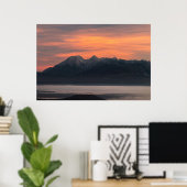 Zonnehoogte achter de grote bergen poster (Thuiskantoor)