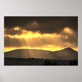 Zonnehoogte boven de bergen, Cyprus (2915) Poster