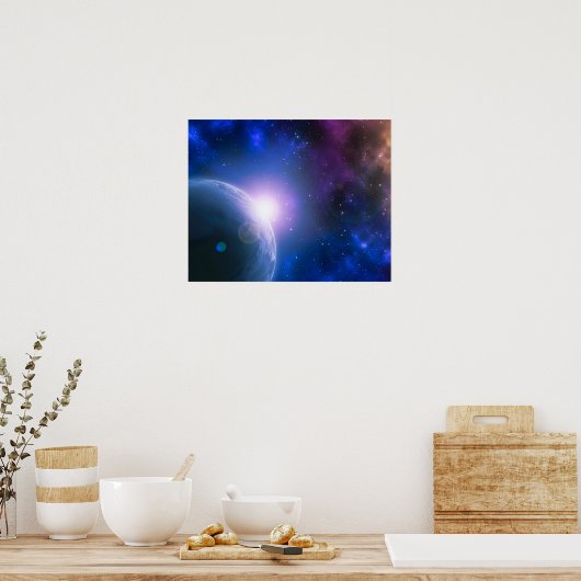 Zonnehoogte boven planeet aarde buitenruimteschema poster (Keuken)