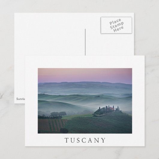 Zonnehoogte boven Toscane, landschapswit briefkaar Briefkaart (Voorkant / Achterkant)