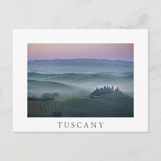Zonnehoogte boven Toscane, landschapswit briefkaar Briefkaart (Voorkant)