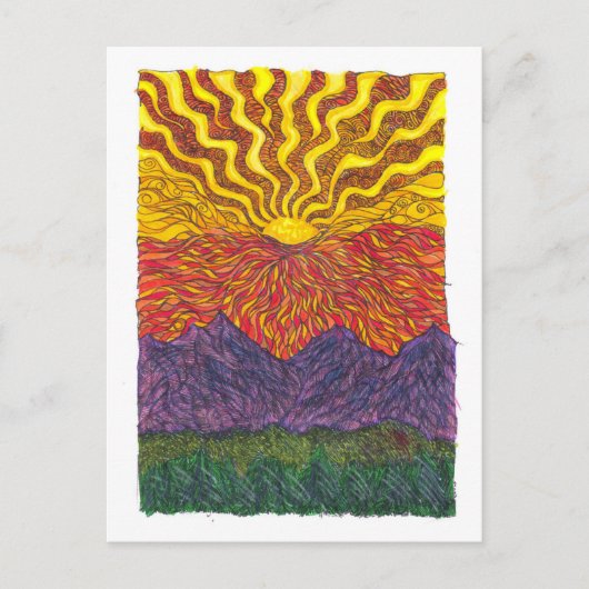 Zonnehoogte in de bergen briefkaart (Voorkant)