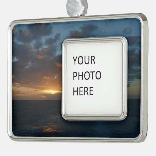 Zonnehoogte in Zee II Ocean Seascape Verzilverd Omlijst Ornament (Links)