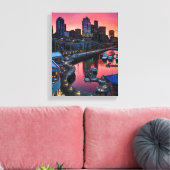 Zonnehoogte op pier 66, neerkijkend op de belkkleu canvas afdruk (Insitu (Woonkamer))