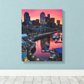 Zonnehoogte op pier 66, neerkijkend op de belkkleu canvas afdruk (Insitu (Houten vloer))