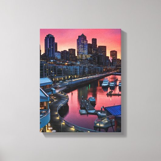 Zonnehoogte op pier 66, neerkijkend op de belkkleu canvas afdruk (Voorkant)