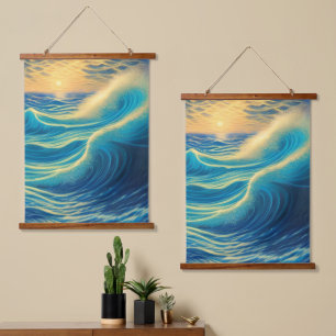 Zonnehorizon door strand hangend wandkleed