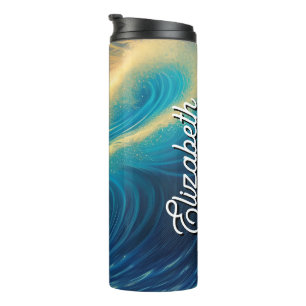 Zonnehorizon door strand thermosbeker