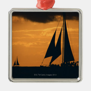 Zonnejacht en jacht 2 metalen ornament