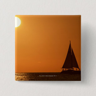 Zonnejacht en jacht vierkante button 5,1 cm