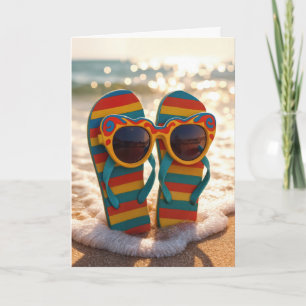 Zonnejongejaren op Flip-flops In Oceaanbranding  Kaart