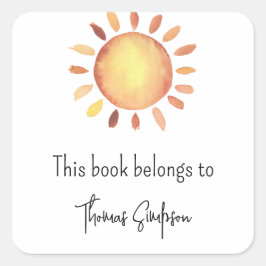 Zonnekboekplaat voor baby shower vierkante sticker