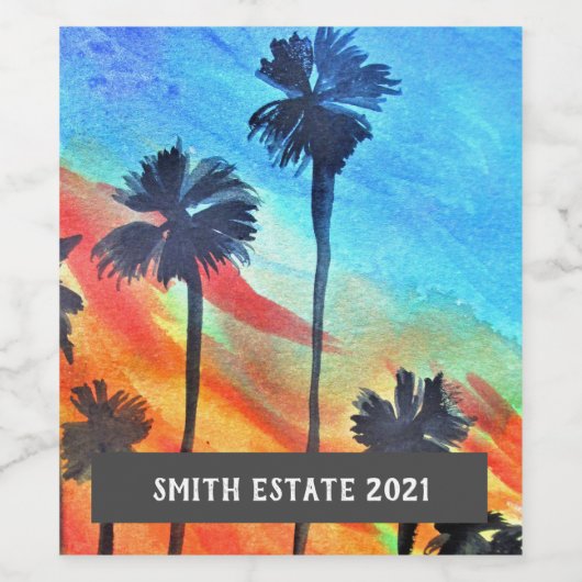 zonneklaar waterverf wijn etiket (Enkel label)