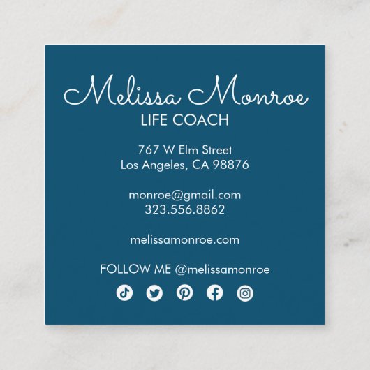 Zonneklet en charmant kleurig vierkante visitekaartje (Achterkant)