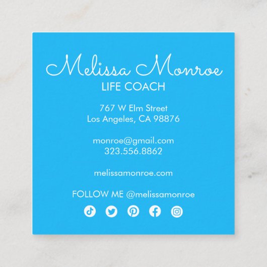 Zonneklet en charmant kleurig vierkante visitekaartje (Achterkant)