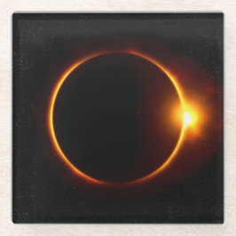 Zonneknip Donkere zon en maan Glazen Onderzetter