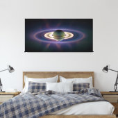 Zonneknipsel van Saturnus uit Cassini-ruimtevaartu Canvas Afdruk (Insitu (Slaapkamer))