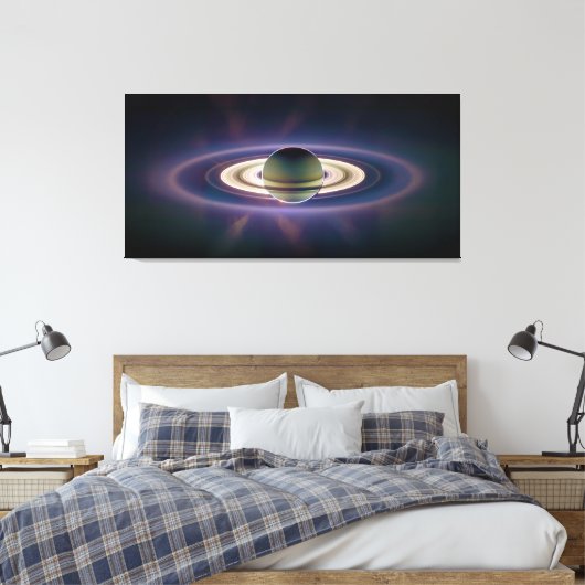 Zonneknipsel van Saturnus uit Cassini-ruimtevaartu Canvas Afdruk (Insitu (Slaapkamer))