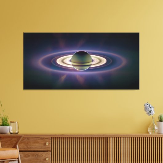 Zonneknipsel van Saturnus uit Cassini-ruimtevaartu Canvas Afdruk (Insitu (Woonkamer))