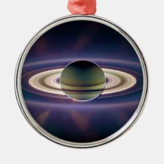 Zonneknipsel van Saturnus uit Cassini-ruimtevaartu Metalen Ornament (Voorkant)