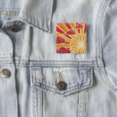 Zonneknoopbadge vierkant vierkante button 5,1 cm (In situ)