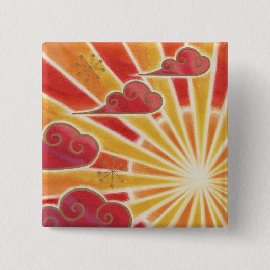 Zonneknoopbadge vierkant vierkante button 5,1 cm (Voorkant)