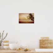 Zonnekokospalm op het strand poster (Keuken)