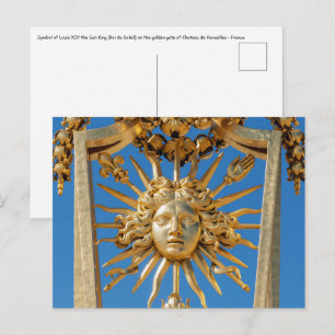 Zonnekoning op gouden poort van kasteel van Versai Briefkaart