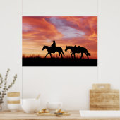 Zonnekowboy en paardensilhouet poster (Keuken)