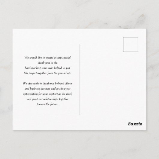 Zonnekraanconstructie | Minimale dank Briefkaart (Achterkant)