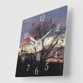 Zonnekring van eikenboom, Silhouette Wall klok (Hoek)