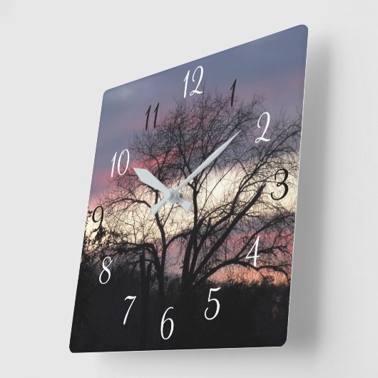 Zonnekring van eikenboom, Silhouette Wall klok (Hoek)