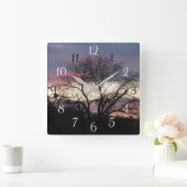 Zonnekring van eikenboom, Silhouette Wall klok (Huis)